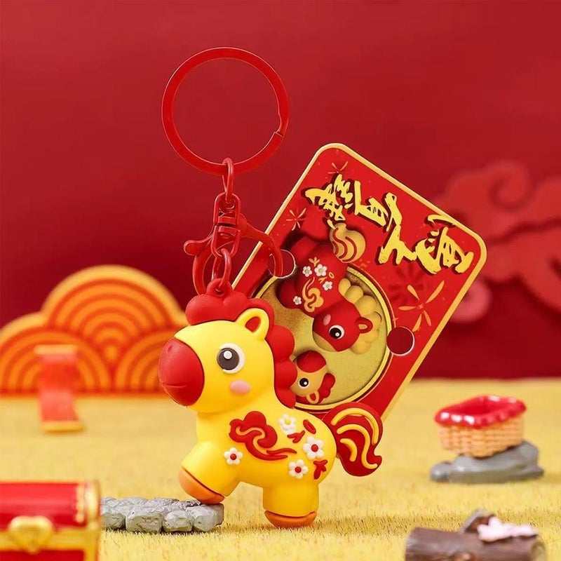 Cartoon Horse Keychains for Chinese New Year - Horse Year Keychain for Women Men, Cute Charm for Purse, Backpack or Car (Yellow) - Image 4